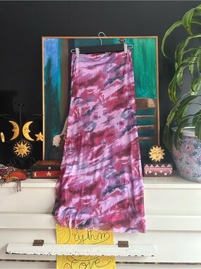 My Sister’s Closet Pink Abstract Mesh Maxi Skirt Y2K Whimsigoth Floral XS/S